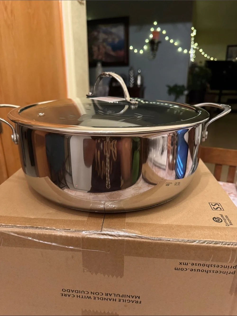 Princess House Polished Silver Stainless Steel Covered Casserole